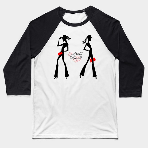 Black silhouette of fashion girls Baseball T-Shirt by kavalenkava